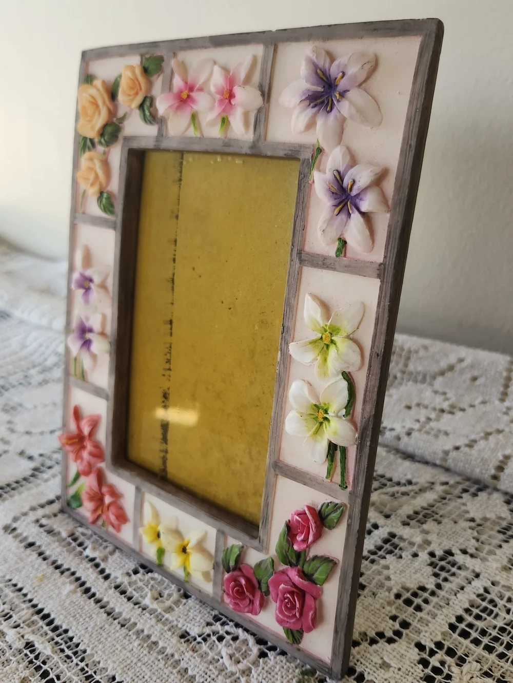 Decorative Floral Photo Frame - Pink Multi-Color